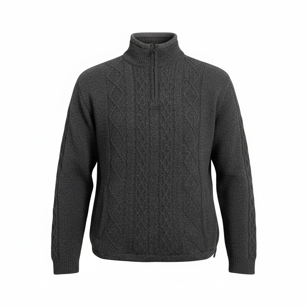 Carraig Donn Aran Fisherman Quarter Zip Sweater Mens Xl Grey Wool Ireland Nordic
